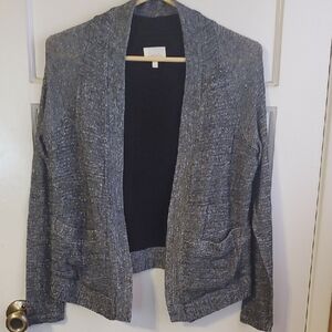 Deletta Gray Knit Open-Front Cardigan